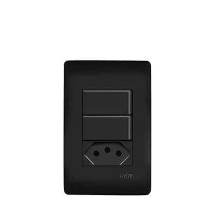 2 Interruptores Simples + 1 Tomada 2P+T 20A/250V-Habitat Black