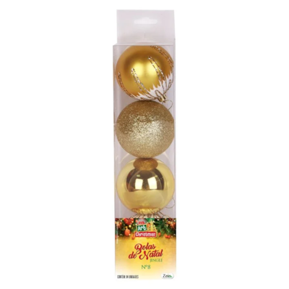 Bola Tb Jingle 8cm C/4pcs Dourada