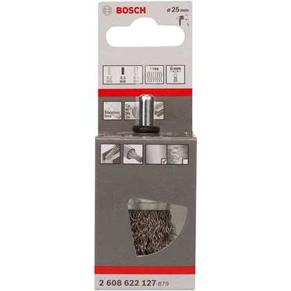 Bosch Escova De Aco Pincel Para Furadeira Arame Ondulado Inox 25Mm