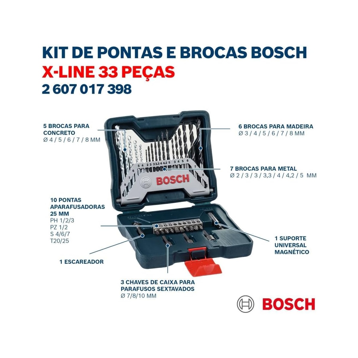 Bosch Kit De Pontas E Brocas X-Line 33 Pcs - Centro Elétrico