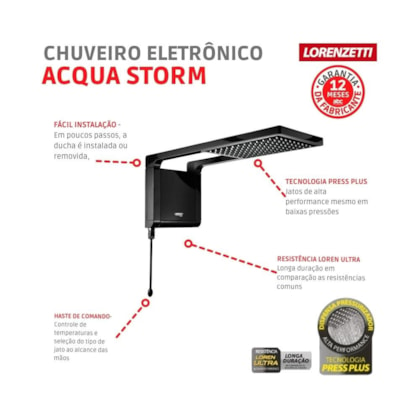 Chuveiro Lorenzetti Acqua Storm Ultra Blk 6800w 220w