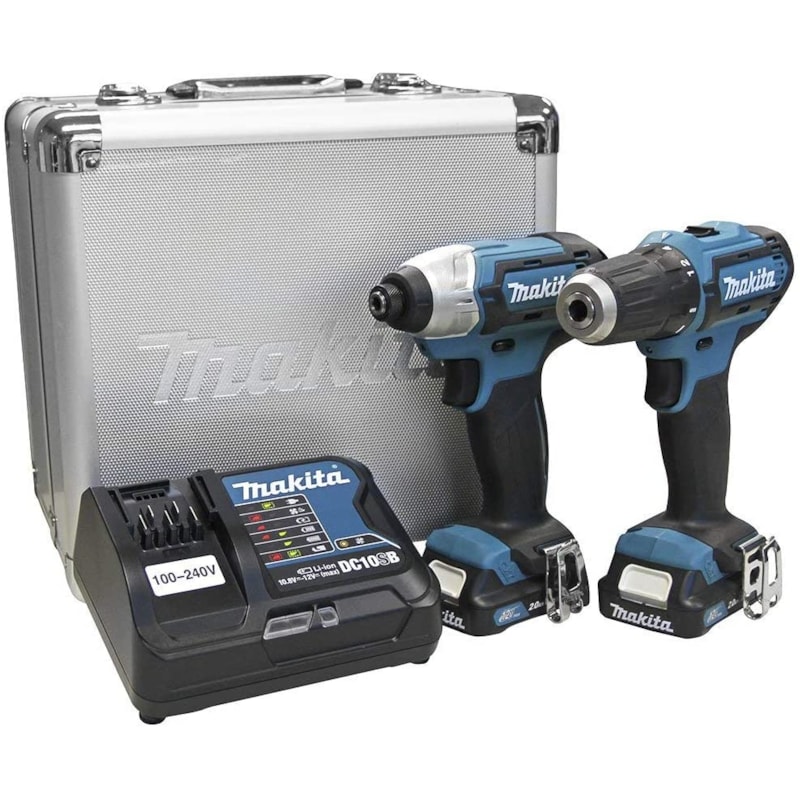 Combo Makita CLX224SAX  Furadeira DF333D + Parafusadeira Impacto TD110D + 02 Baterias 12v 2Ah + Carregador Rapido Bivolt + Maleta Metalica