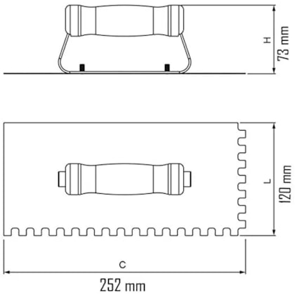 Desempenadeira Aco 252mmx120mm 6x6mm Dentada 60712