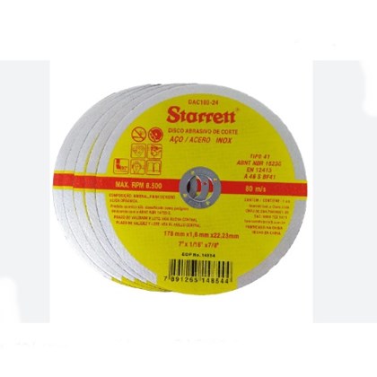Disco Abrasivo Corte Starrett 178x1,6x22,2mm 7x1/16x7/8 Dac180-24