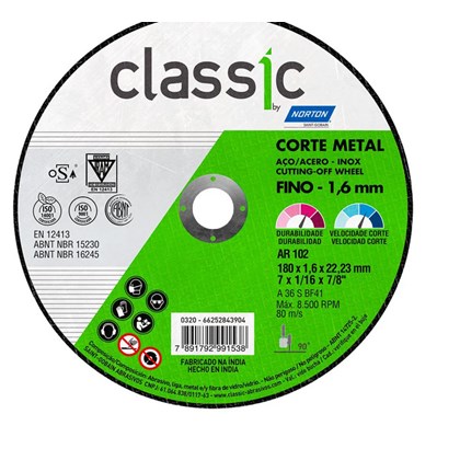 	DISCO DE CORTE NORTON CLASSIC AR-102 7 X 1.6 X 7/8	
