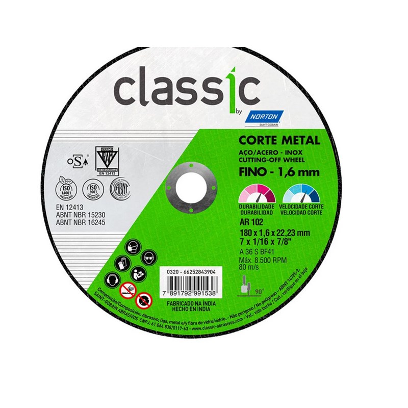 Disco De Corte Norton Classic Ar-102 7 X 1.6 X 7/8