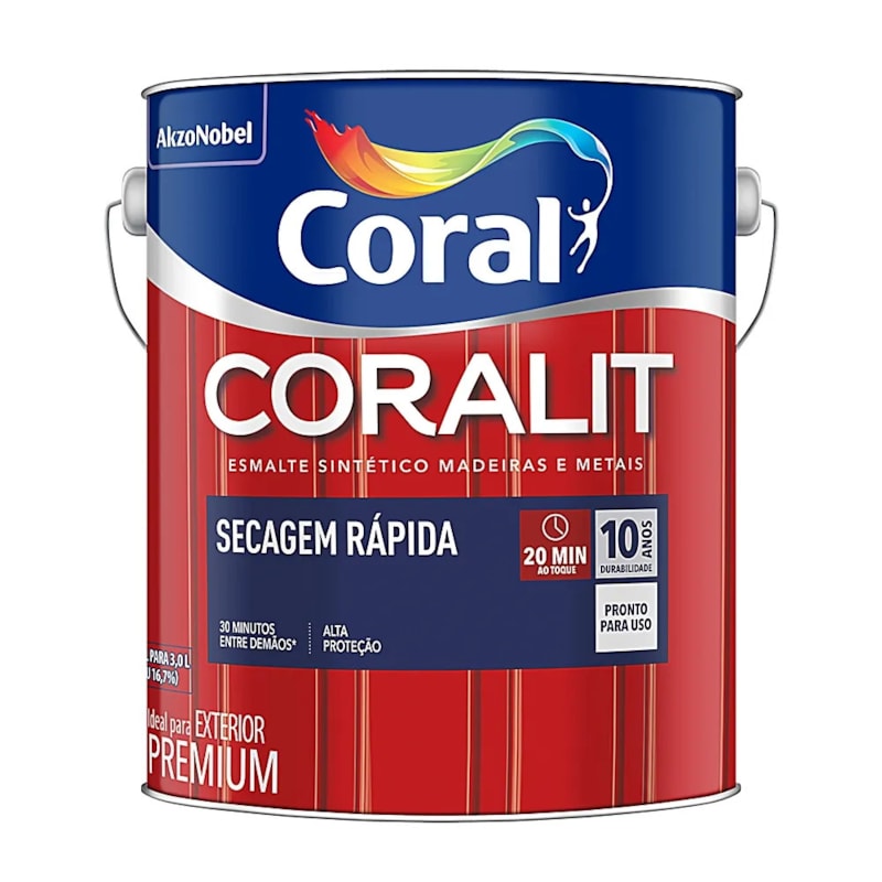 Esmalte Coralit Secagem Rapida Acetinado 3L Branco