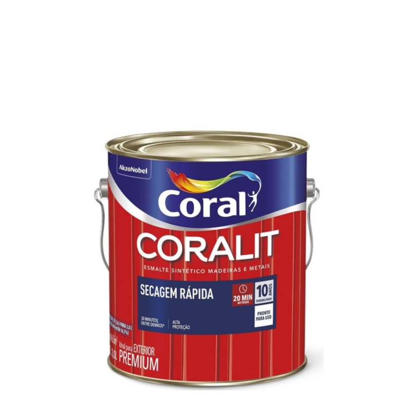 Esmalte Coralit Secagem Rapida Brilhante 3L Preto