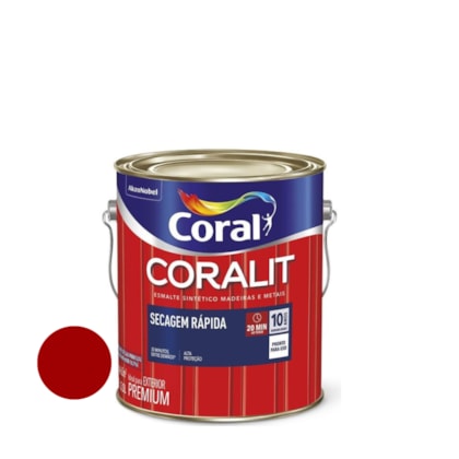 Esmalte Coralit Secagem Rapida Brilhante 3L Vermelho