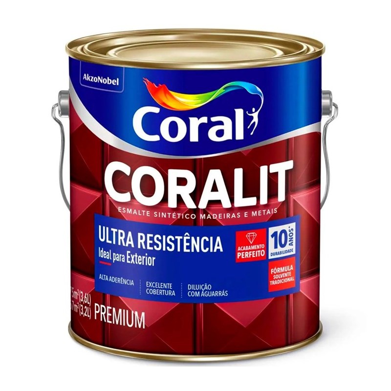 Esmalte Coralit Ultra Resistencia Fo Preto 3,6l
