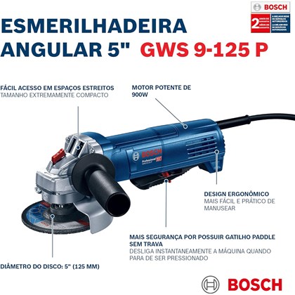 Esmerilhadeira Bosch 5 Gws 9-125 P 900w 220v 06013965e2-000