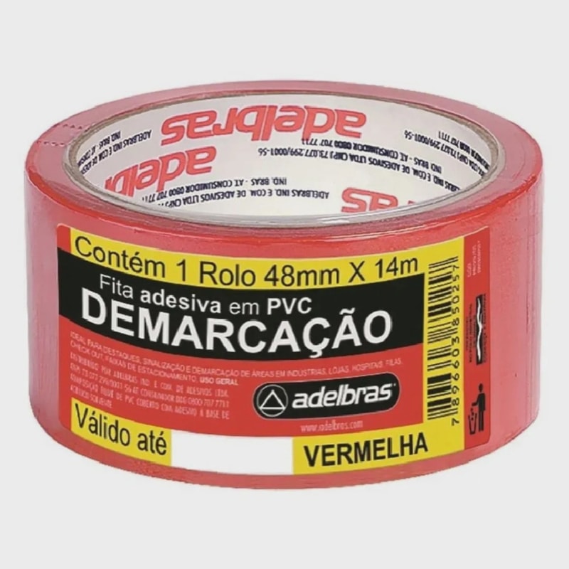 Fita Pvc Demarcacao Solo 48mmx14m Vermelha