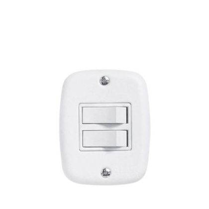 Interruptor 02 Teclas paralela 9003 10A 250V Sistema Externo Branco Pluzie