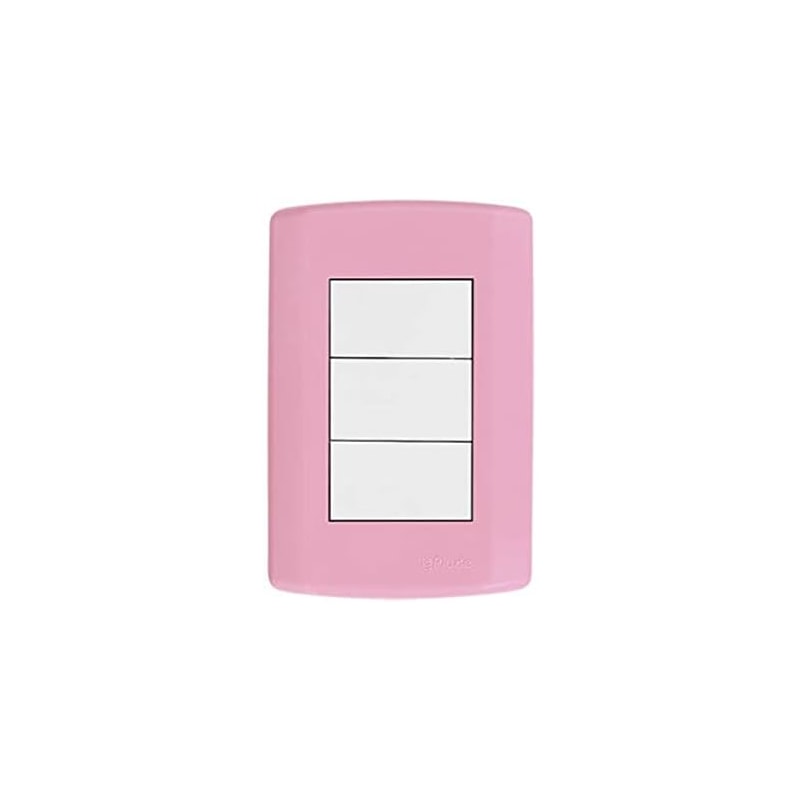 Interruptor de 3 teclas simples com placa Pluzie 4x2 Modular Rosa