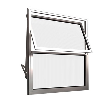 Janela Basculante 30x30 Aluminio Vidro Canelado 2 Folhas Quality