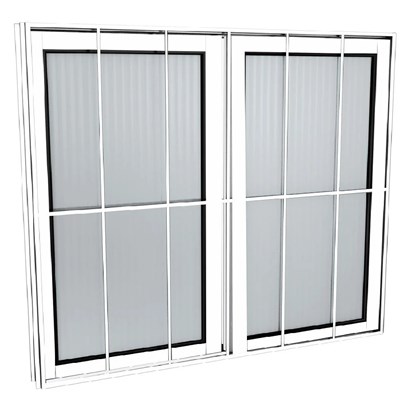 Janela De Correr Com Grade Home 1,20 x 1,00m De Aluminio Branco 2 Folhas Vidro Canelado QUALITY