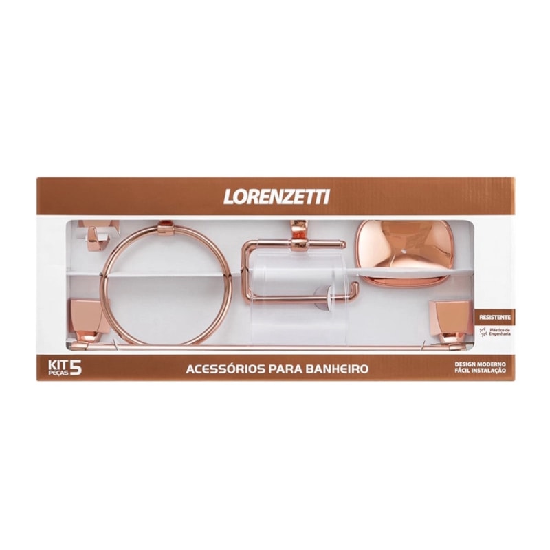 Kit 5 Pecas Rose Gold 2000 F24  Para Banheiro, Lorenzetti