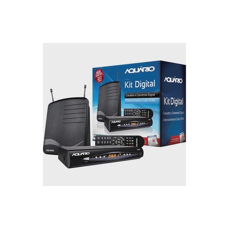 Kit Conversor Digital para TV DTV8100 Preto AQUARIO