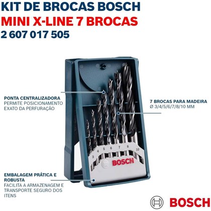 Kit De Brocas Bosch Mini X-Line 7pc P/Madeira