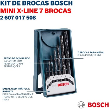 Kit De Brocas Bosch Mini X-Line 7pc P/Metal