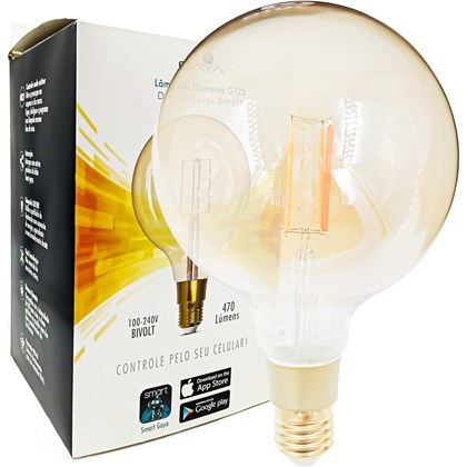 Lampada Inteligente Filamento G125 Dimerizavel Smart 1800k a 2400K Wi-fi Alexa