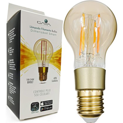 Lampada Led Bulbo Filamento Dimerizavel Smart 5w Luz Amarela