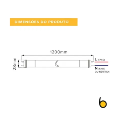 Lampada Led Tubular T8 Brilia 18W 120cm Bivolt 6500K