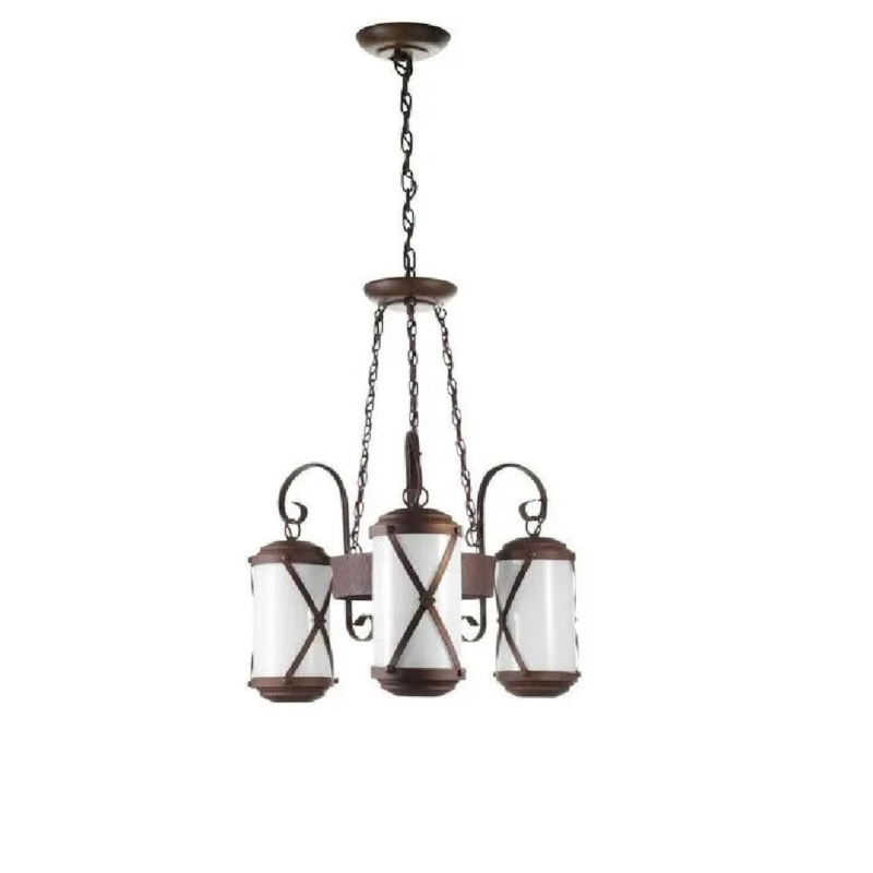 Lustre 3 Lampadas Metal envelhecido Madelustre Imperio 2463 3