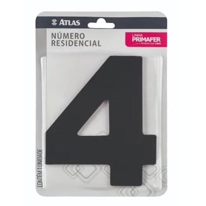 Numero Residencial De Aluminio Com Adesivo Preto 4-Atlas