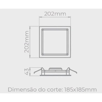 Painel Deep Led Embutir Recuado  18W 1450Lm Quadrado 4000K Sth8903