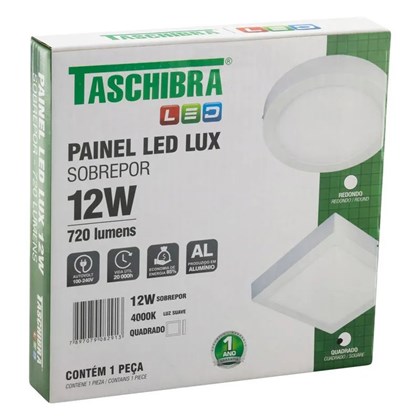 Painel Led Taschibra 12w Lux Quad Sob 4000k 15070133