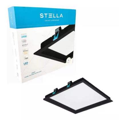 Painel Stella Deep Led Pt 24w 1500lm Quadrado Sth8904pto/30