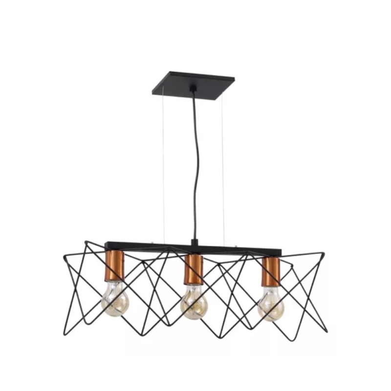 Pendente Aramado Preto/Cobre 3 Lampadas E27 Quality Newline Imports Pd644