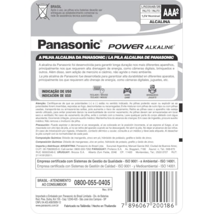 Pilha Panasonic LR03XAB C/2AAA 6426