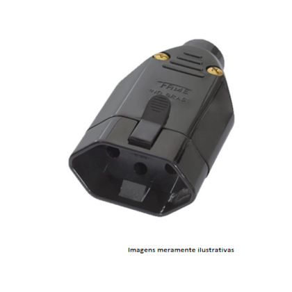 Plug De Sobrepor 2p+t 10a Femea Preto Fame