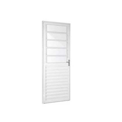 Porta de Giro Basculante Lado Direito Home de Vidro Liso 80X210 Aluminio Branco QUALITY