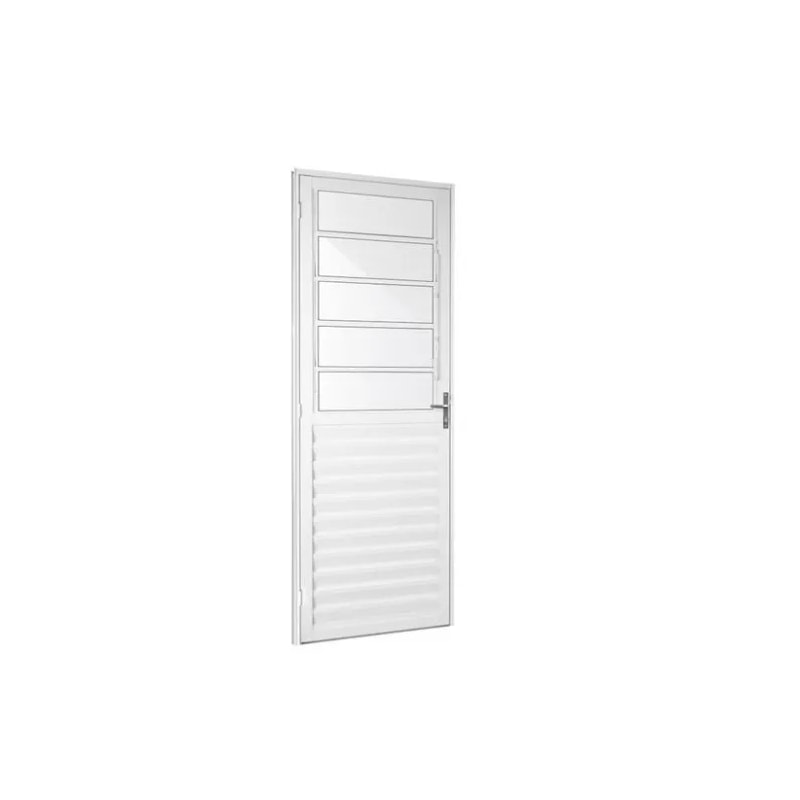 Porta de Giro Basculante Lado Direito Home de Vidro Liso 80X210 Aluminio Branco QUALITY