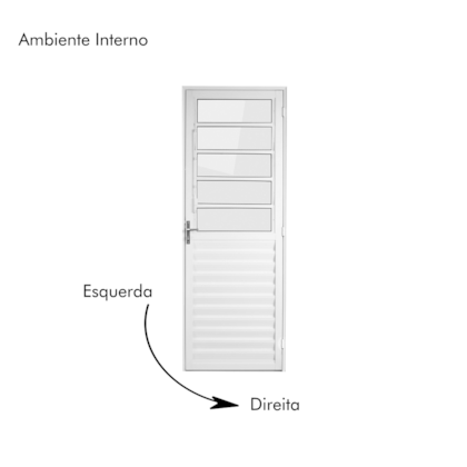 Porta de Giro Basculante Lado Esquerdo Home de Vidro Liso 80X210 Aluminio Branco QUALITY