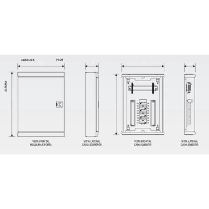 Quadro Distribuicao sobrepor Brum 28 Disjuntores 100A Sem Barramento BR QDS-28X