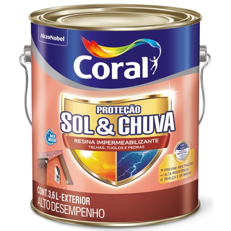 Resina Impermeabilizante Sol & Chuva ceramica  telha 3,6L Coral