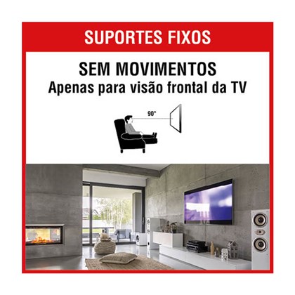 Suporte para TV FIXO UNIVERSAL para TV LED, LCD, Plasma, 3D e Smart TV de 10 a 85