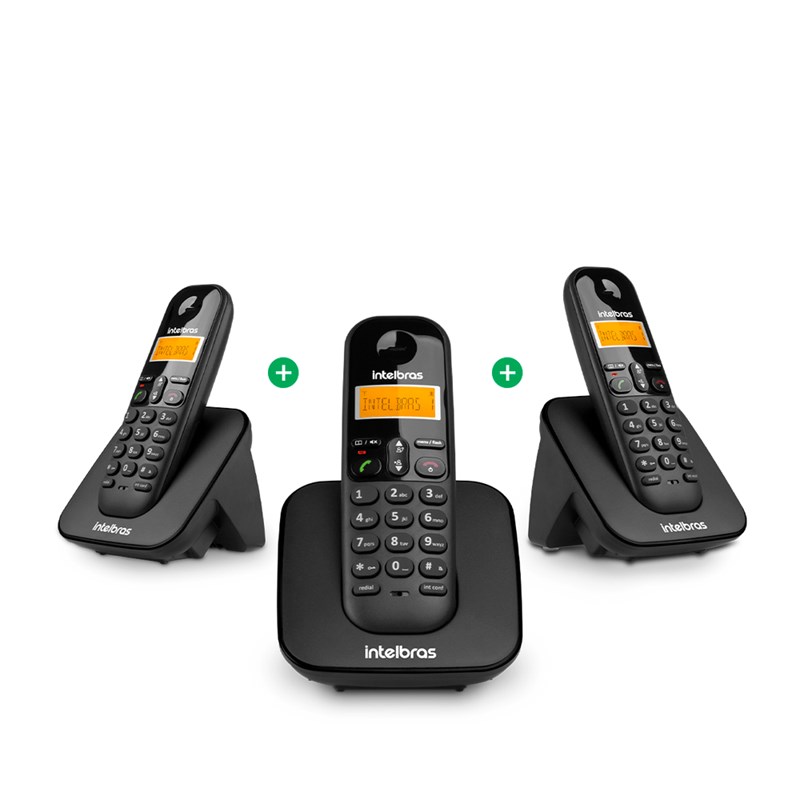 Telefone sem fio TS3113 + 2 Ramais Adicionais com Identificador de Chamadas-Intelbras Preto
