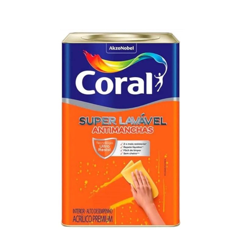 Tinta Acrilica Super Lavavel Branco Neve 18 Litros-Coral