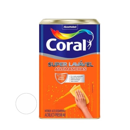 Tinta Acrilica Super Lavavel Branco Neve 18 Litros-Coral