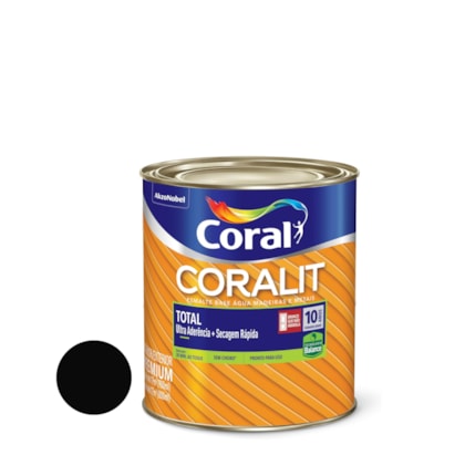 Tinta Coral Coralit Total Fosco Preto 900ml