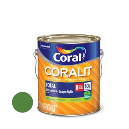 Tinta Esmalte A Base De Agua Coralit Total Verde Folha Brilhante