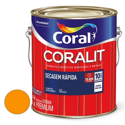 Tinta Esmalte Brilhante Coralit Secagem Rapida Amarelo Trator 3,6L-Coral