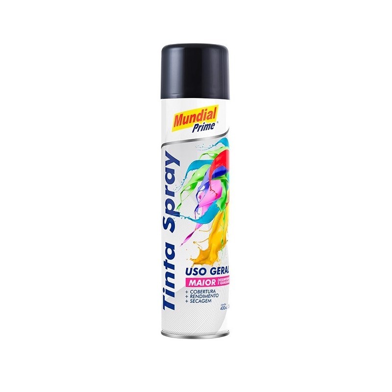 Tinta Spray Preto Brilhante 400ml-Mundial Prime