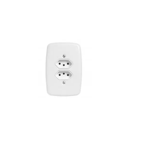 Centro Elétrico | Tomada Dupla 2P+T 10A 250V Branca Ideale Pluzie 3213