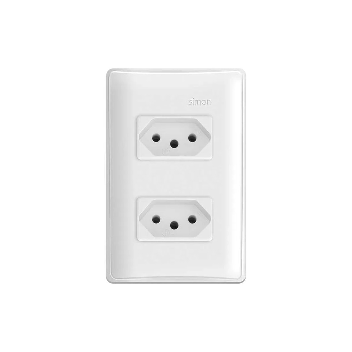 Tomada dupla 2P+T 10A Simon S-19 Branco 19954-30 - Centro Elétrico